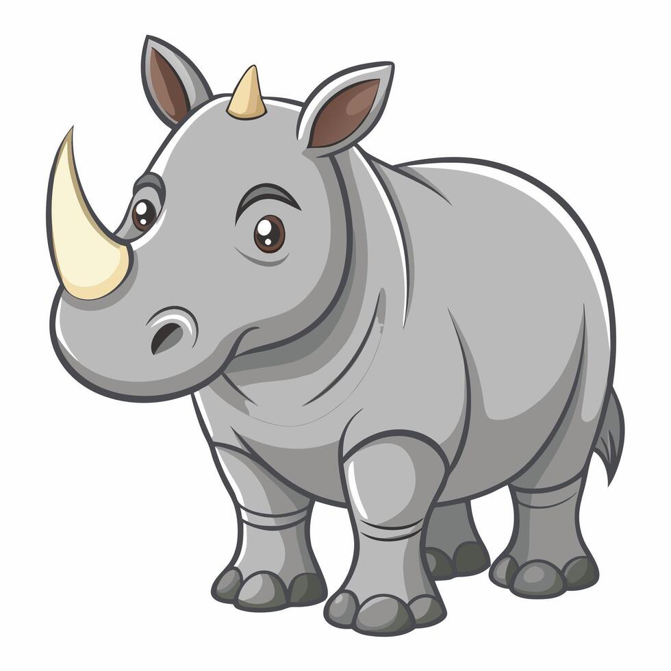 a cartoon rhino standing on a white background vector