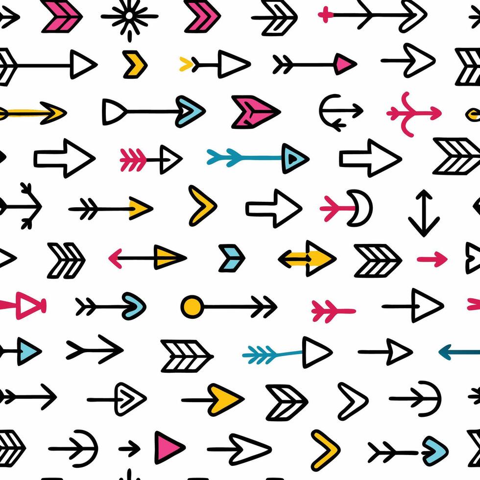 seamless pattern with colorful arrows on white background vector