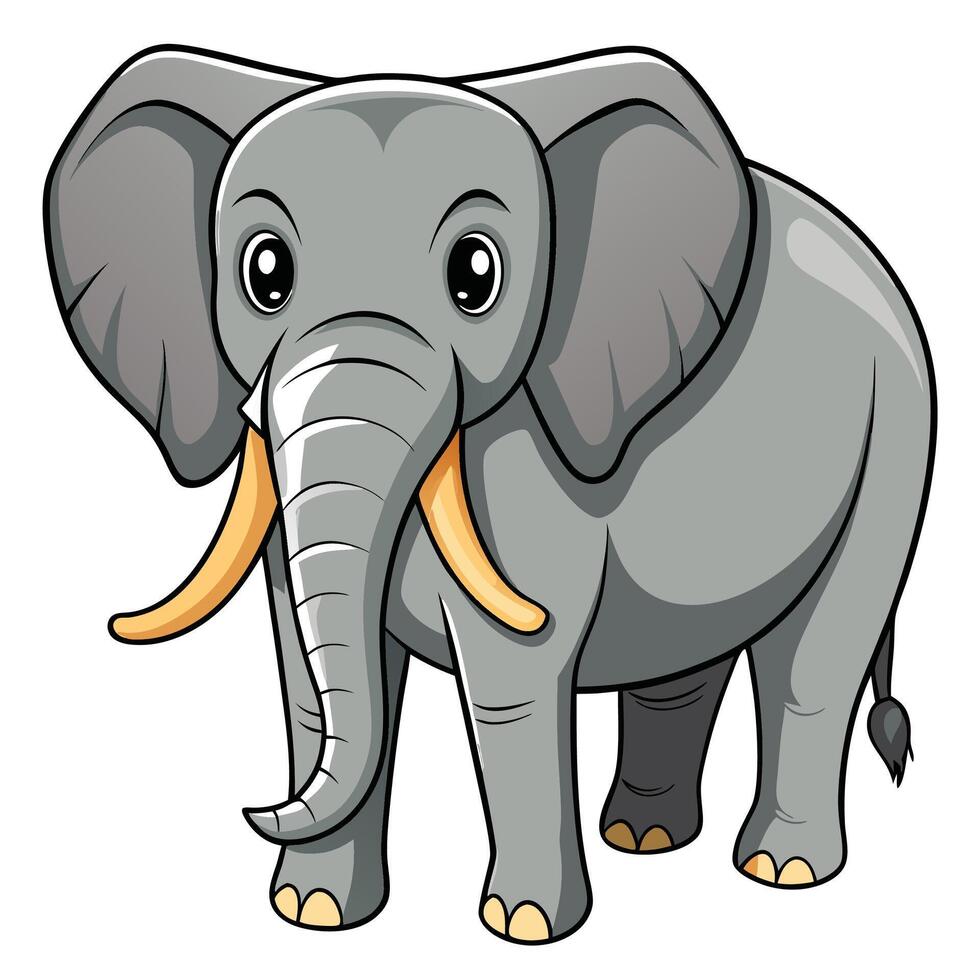 cartoon elephant with tusks on white background vector