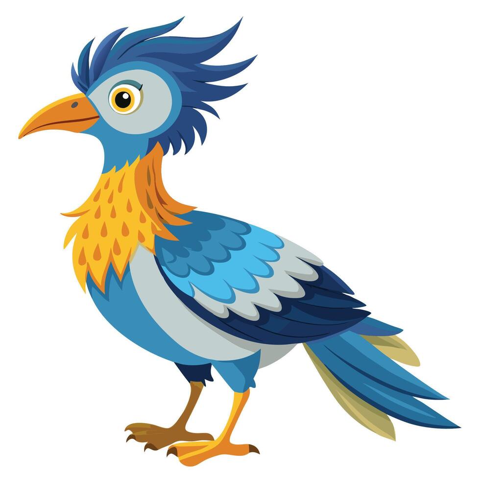 cartoon bird with blue and yellow feathers vector