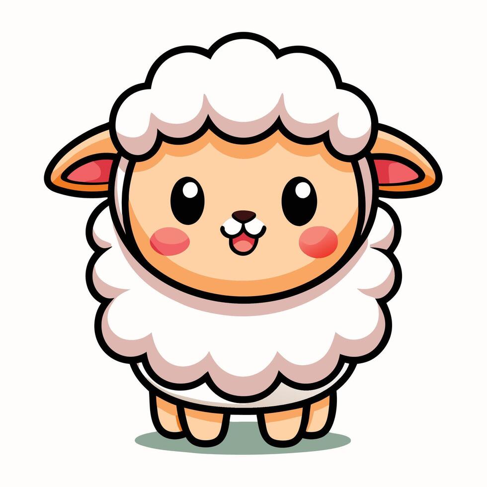 cute sheep cartoon character illustration vector