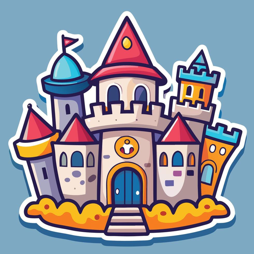 cartoon castle with a tower and a star on top vector