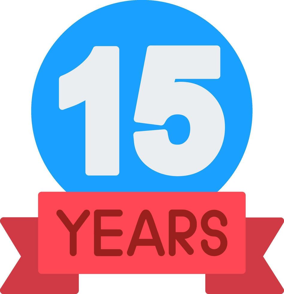 15 years Anniversary Flat Icon vector