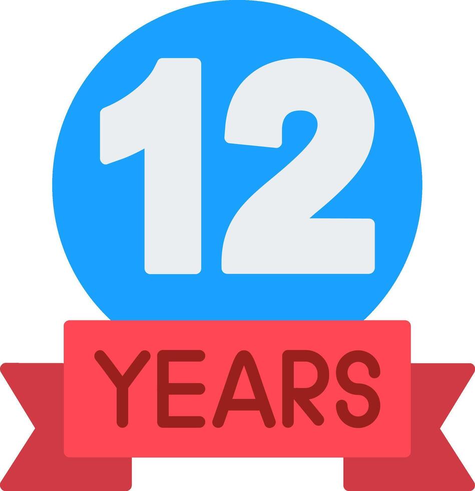 12 year Anniversary Flat Icon vector