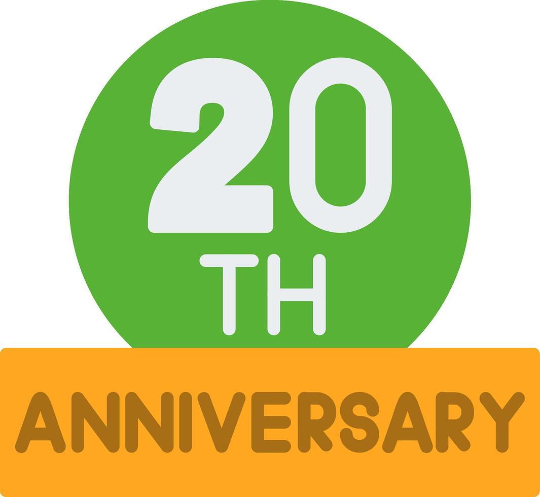 20th Anniversary Flat Icon vector