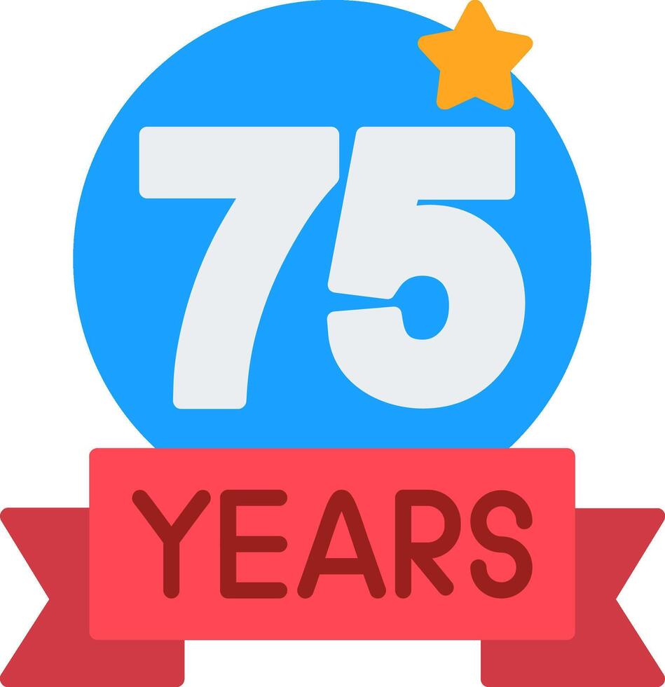 75 Anniversary Flat Icon vector