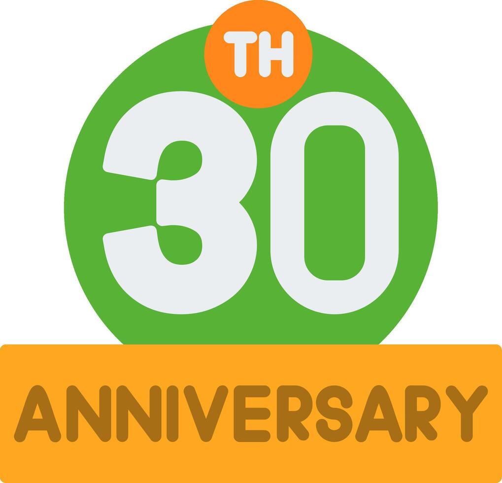 30th Anniversary Flat Icon vector
