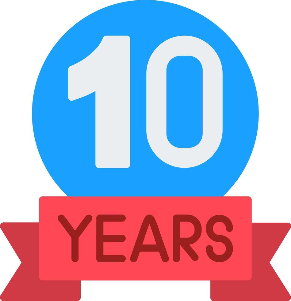 10th Anniversary Flat Icon vector