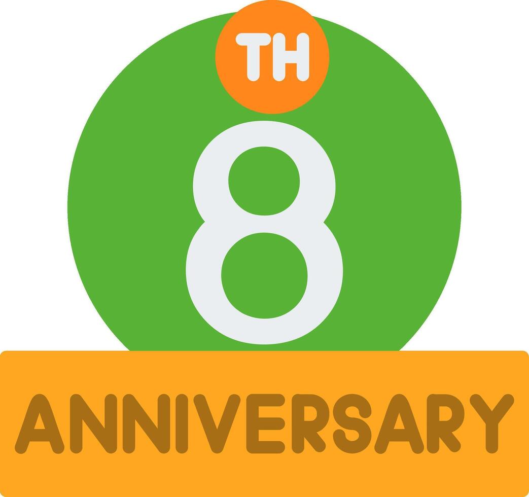 8th Anniversary Flat Icon vector