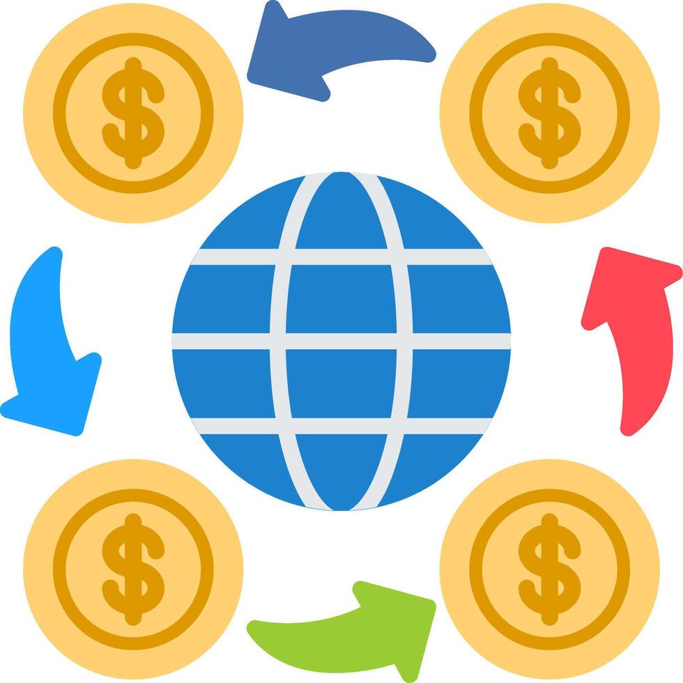 World Financial Flat Icon vector