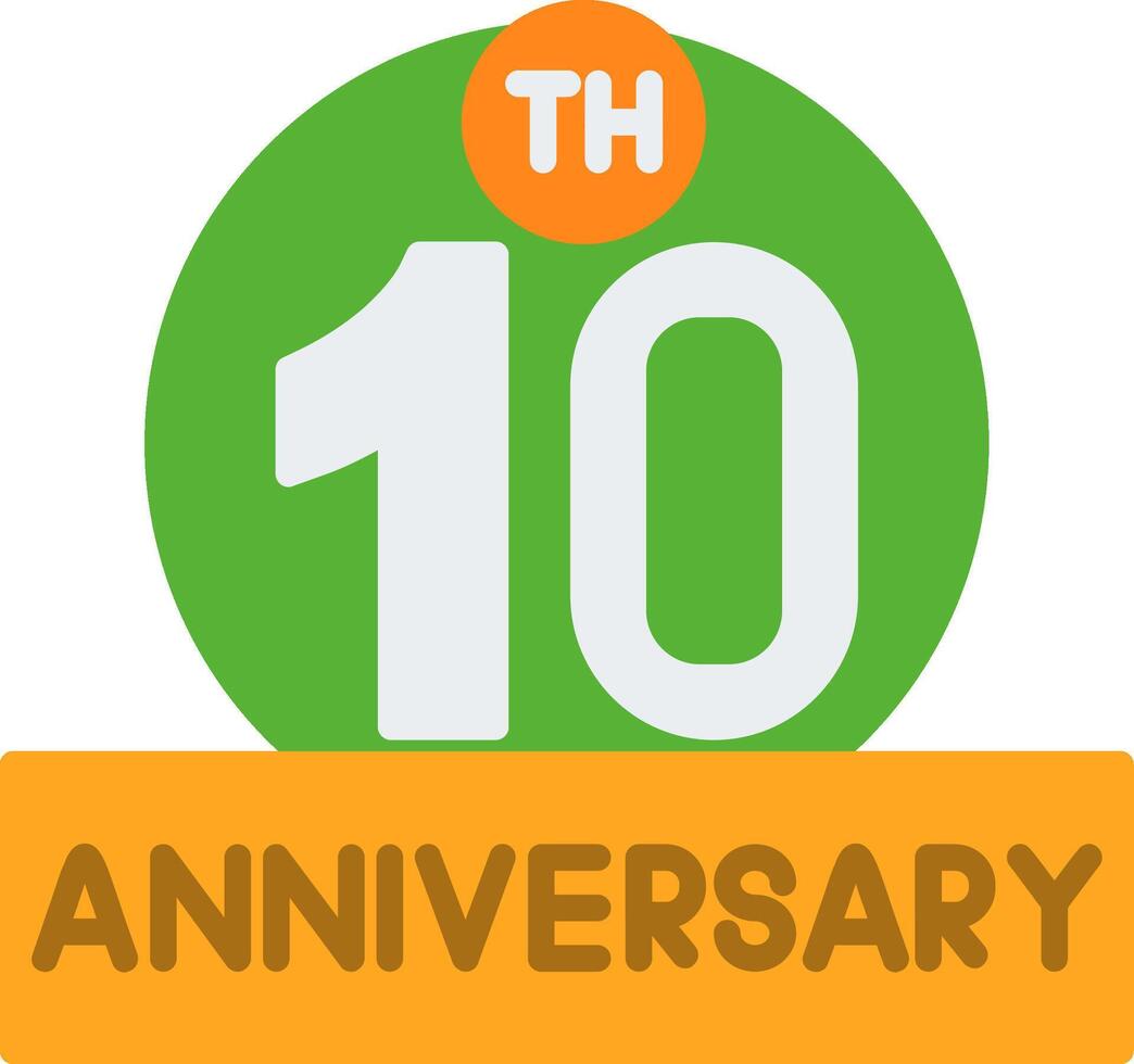 10th Anniversary Flat Icon vector