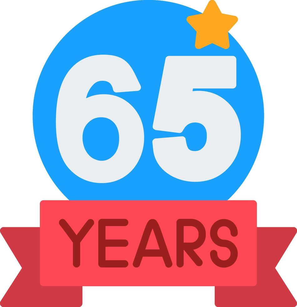 65 Anniversary Flat Icon vector