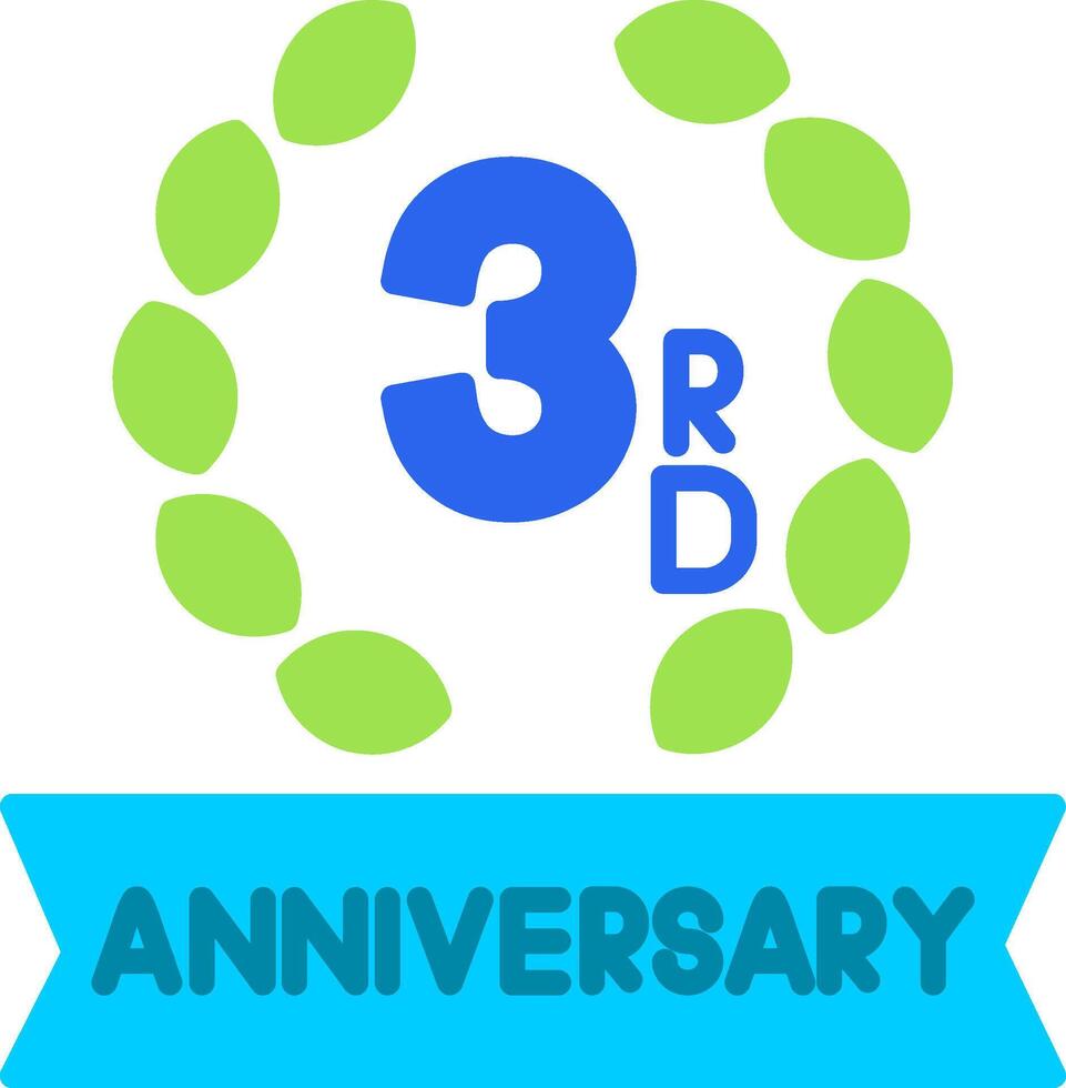 3rd Anniversary Flat Icon vector