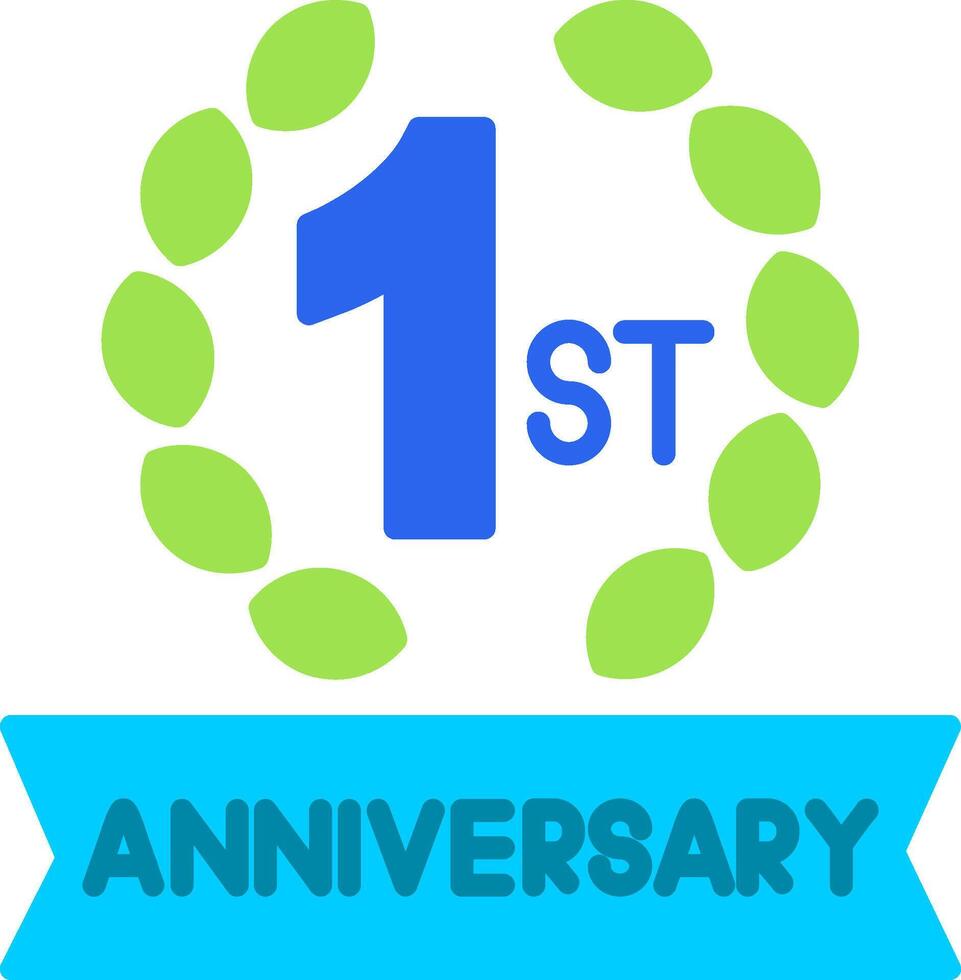 1st Anniversary Flat Icon vector