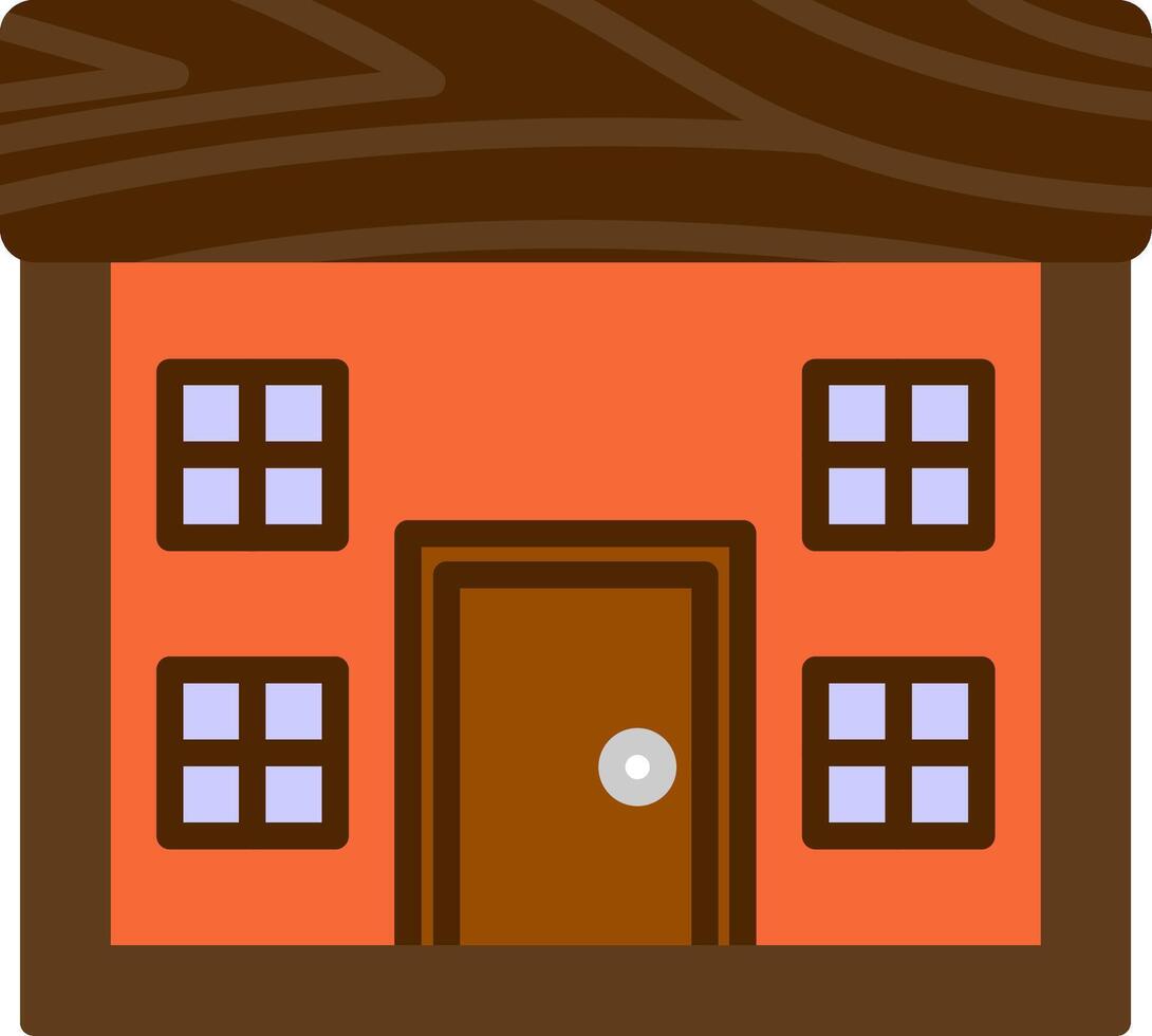 Wood House Flat Icon vector