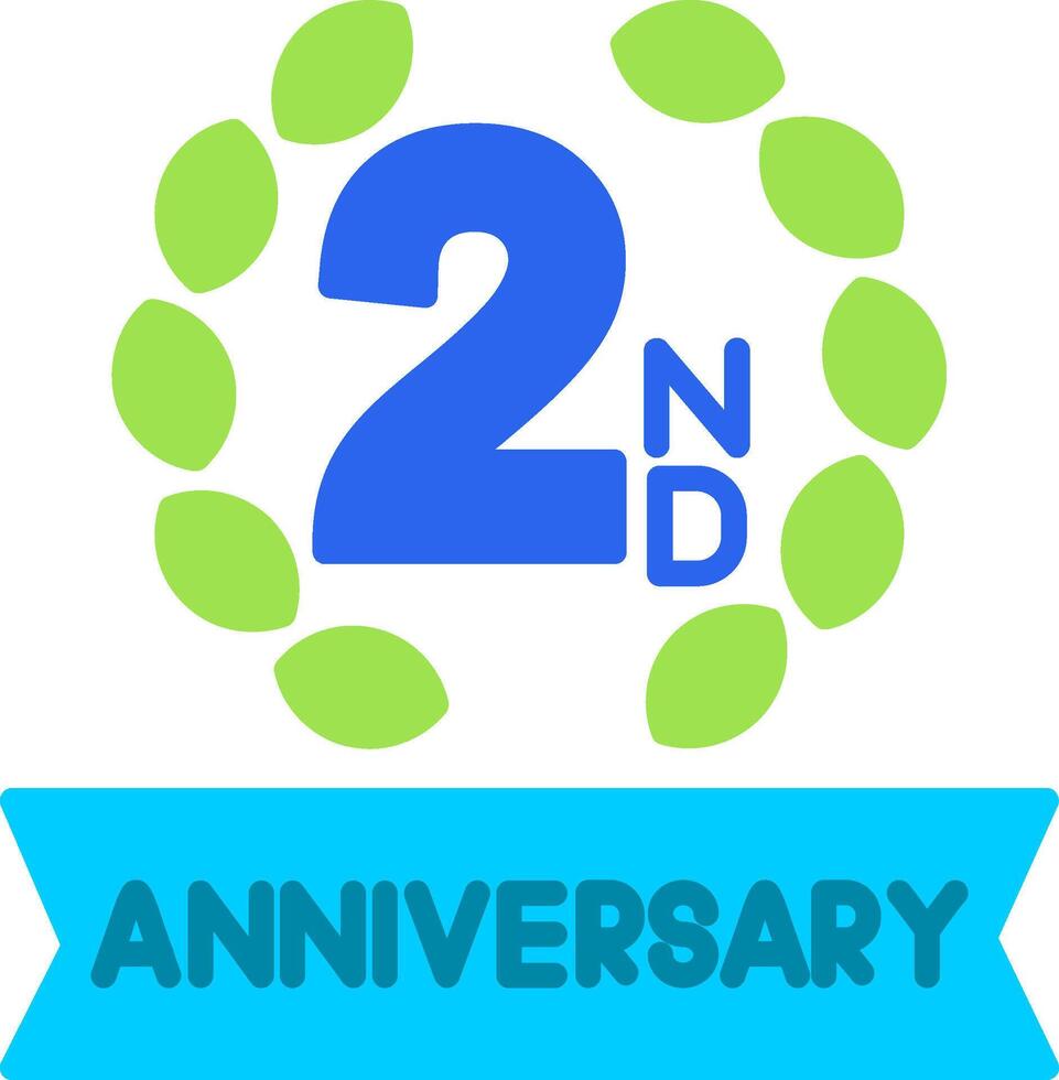2nd Anniversary Flat Icon vector
