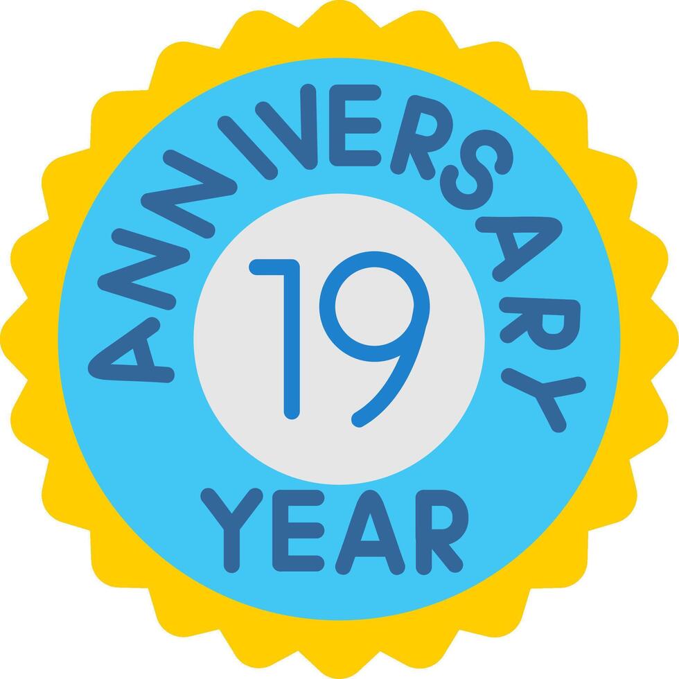 19th Anniversary Flat Icon vector
