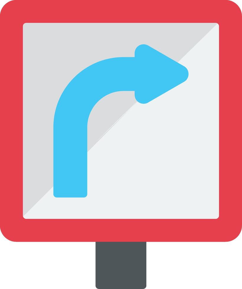 Right Bend Flat Icon vector