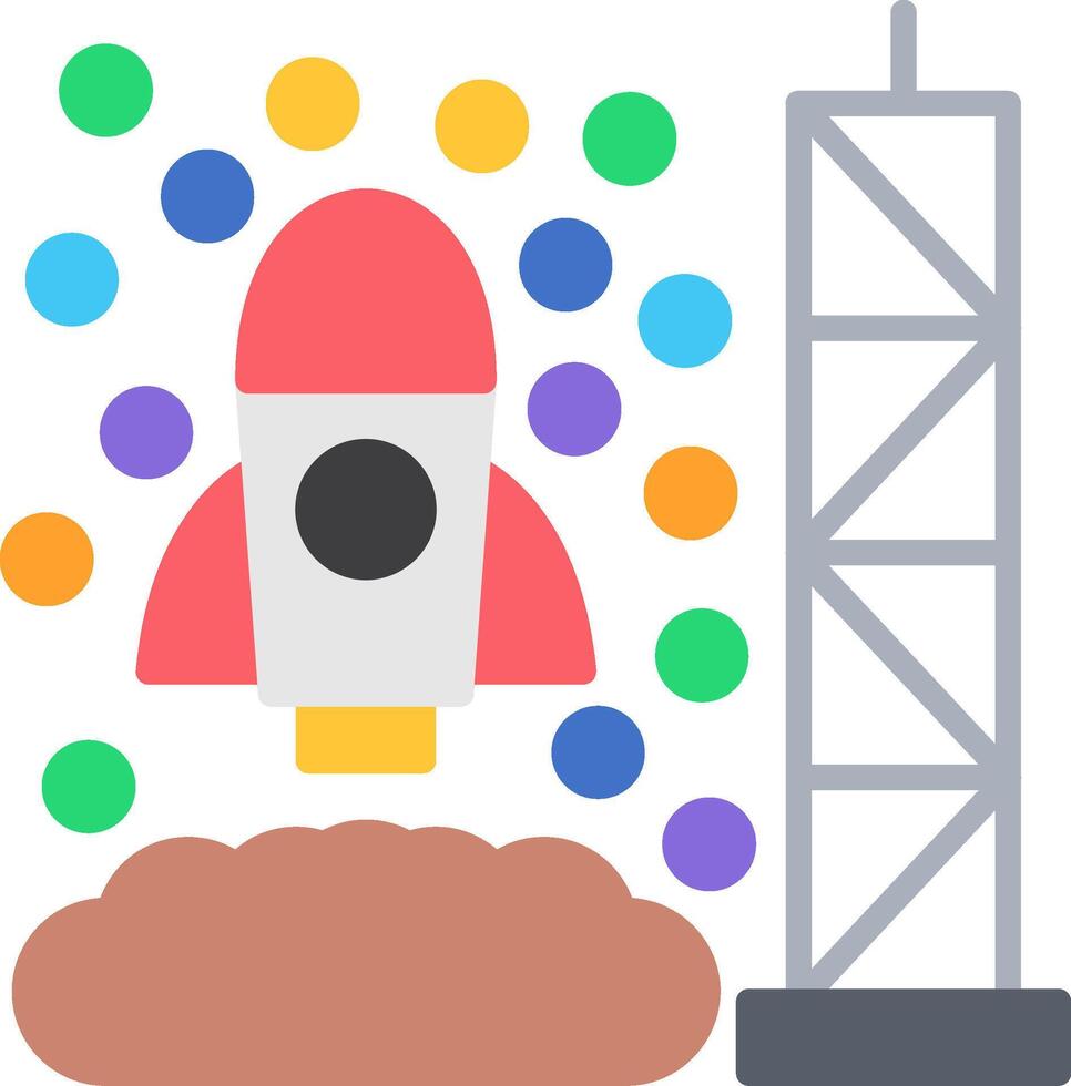 Rocket Launch Flat Icon vector