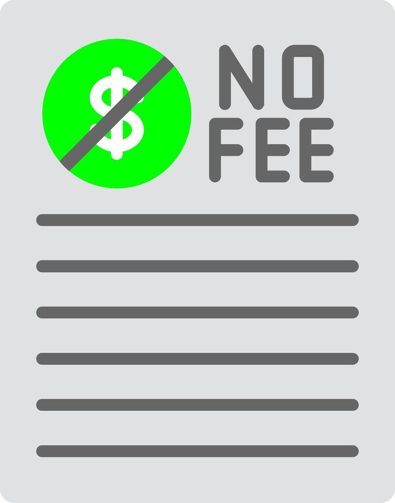 No Fee Flat Icon vector