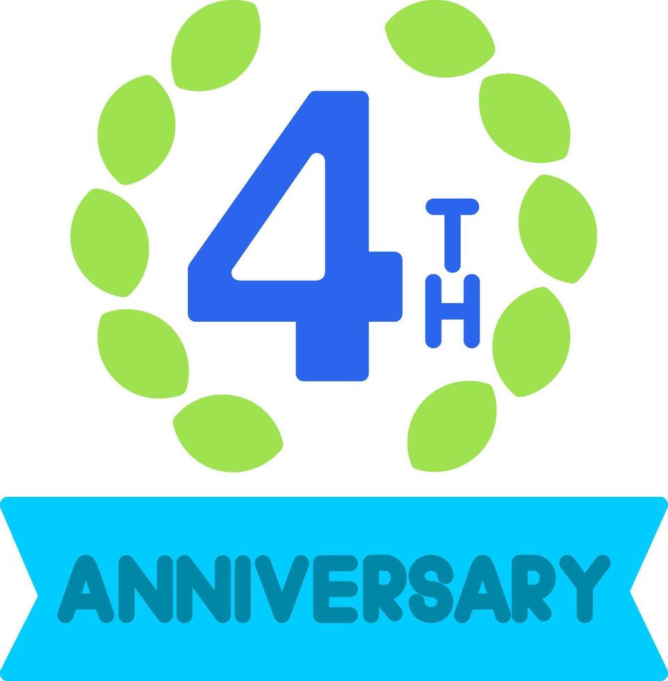 4th Anniversary Flat Icon vector