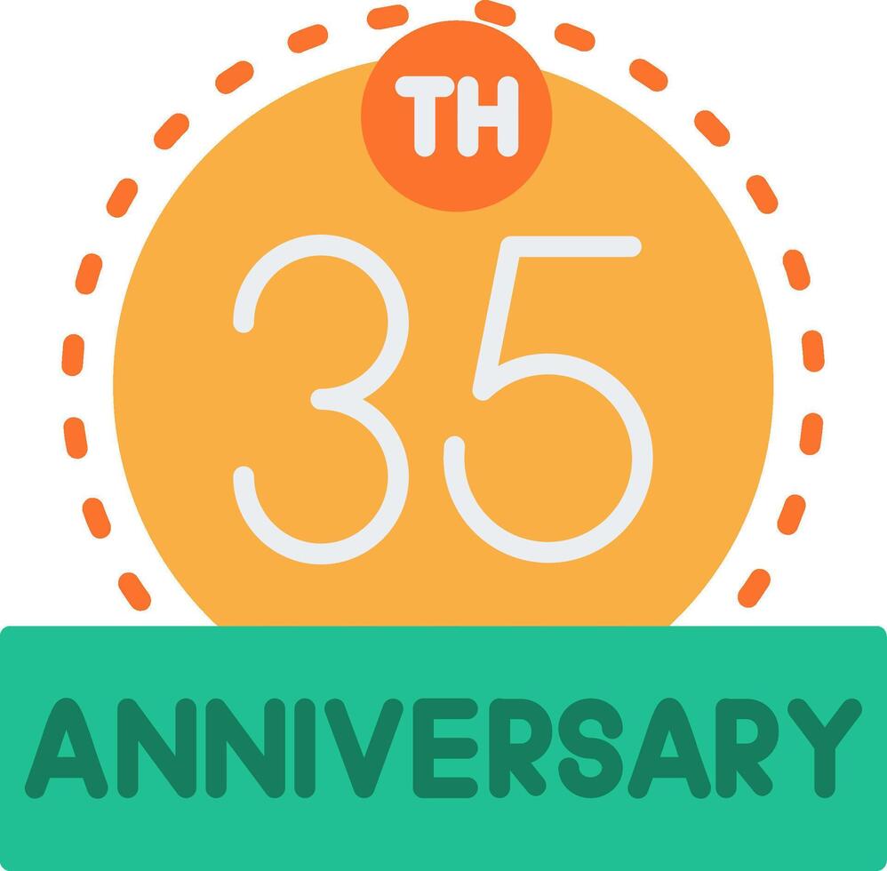 35th Anniversary Flat Icon vector