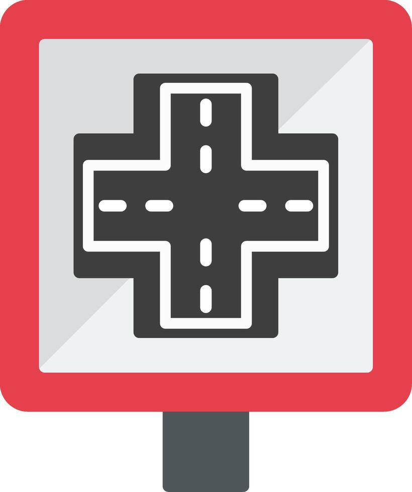 Cross Road Flat Icon vector