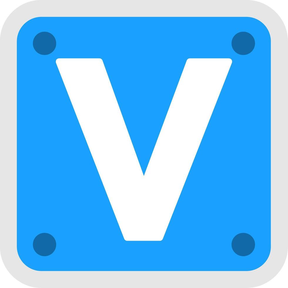 Letter V Flat Icon vector
