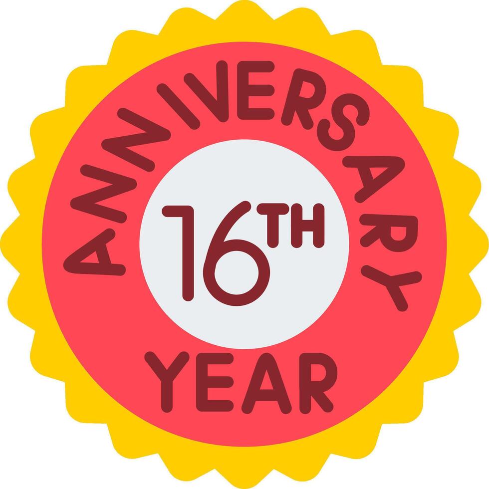 16th Anniversary Flat Icon vector
