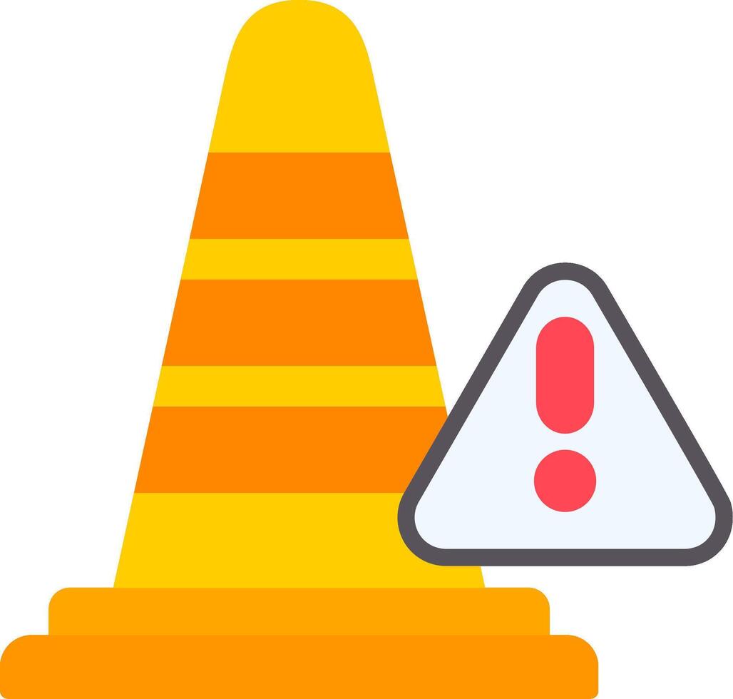 Traffic Cone Flat Icon vector