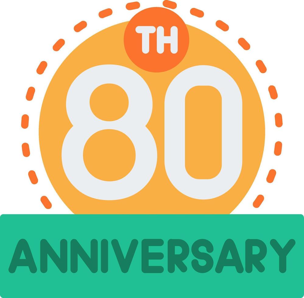 80 Anniversary Flat Icon vector