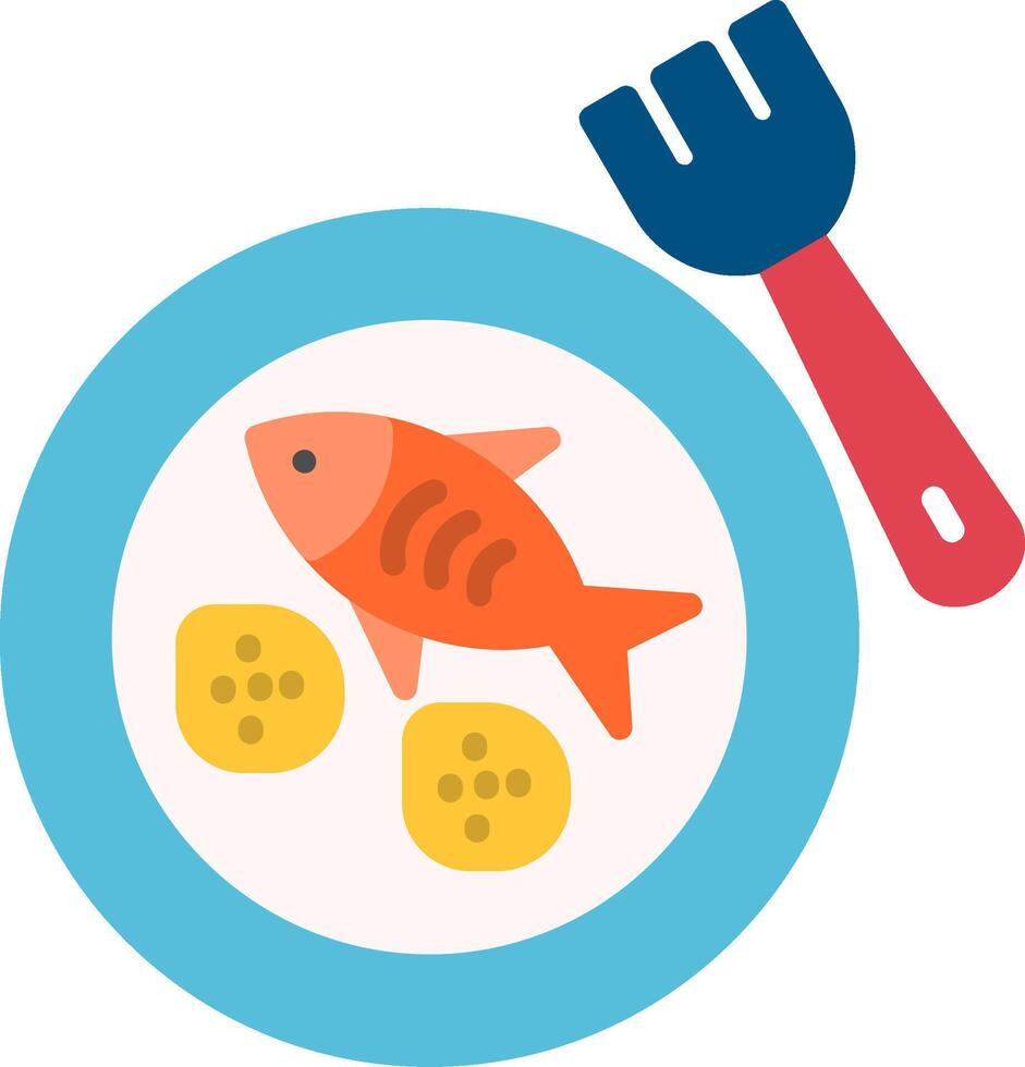 Fried Fish Flat Icon vector