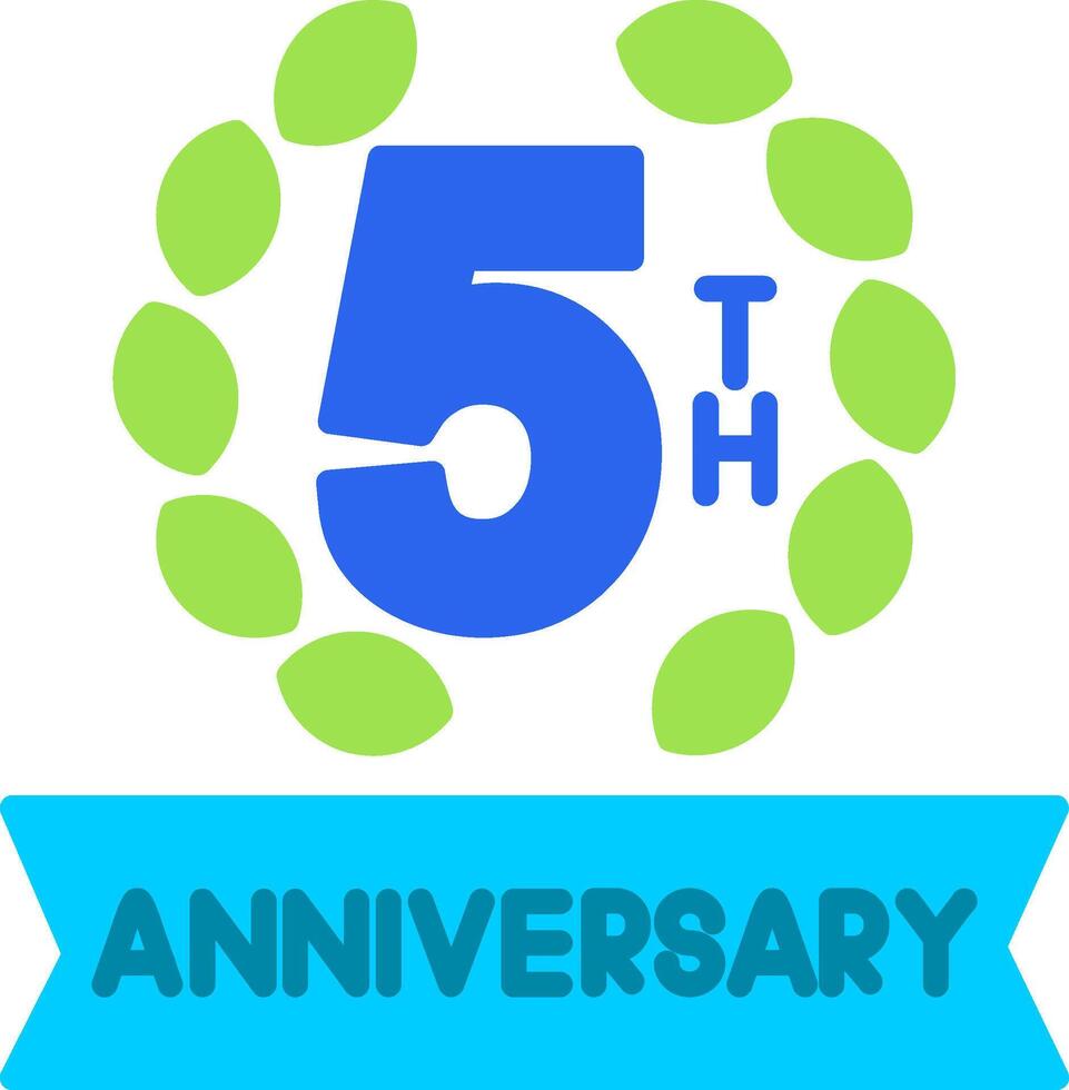 5th Anniversary Flat Icon vector