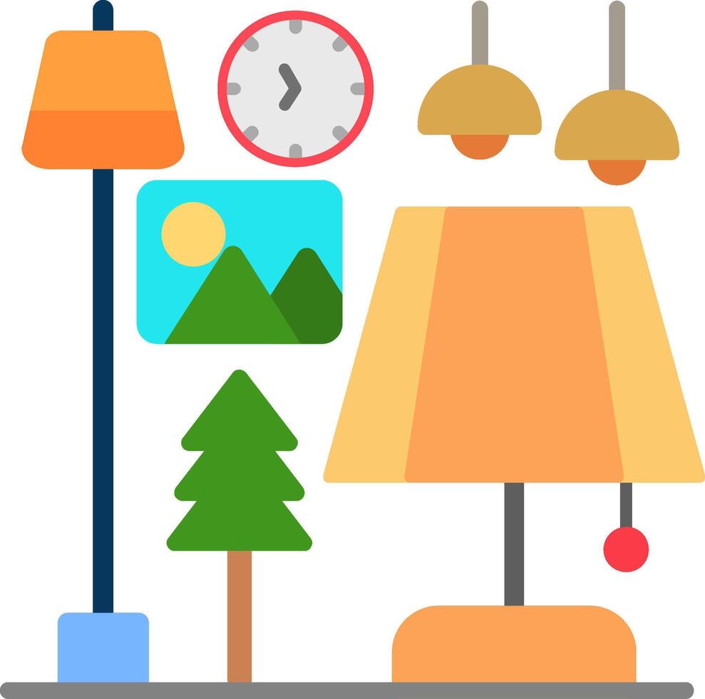 Table Lamp Flat Icon vector