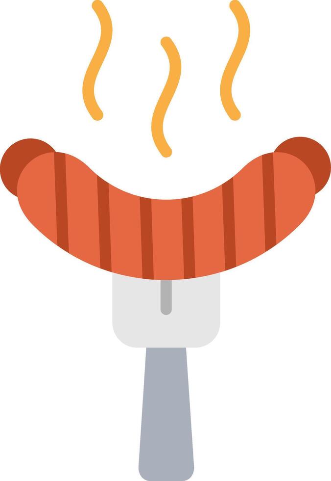 Grilled Sausage Flat Icon vector