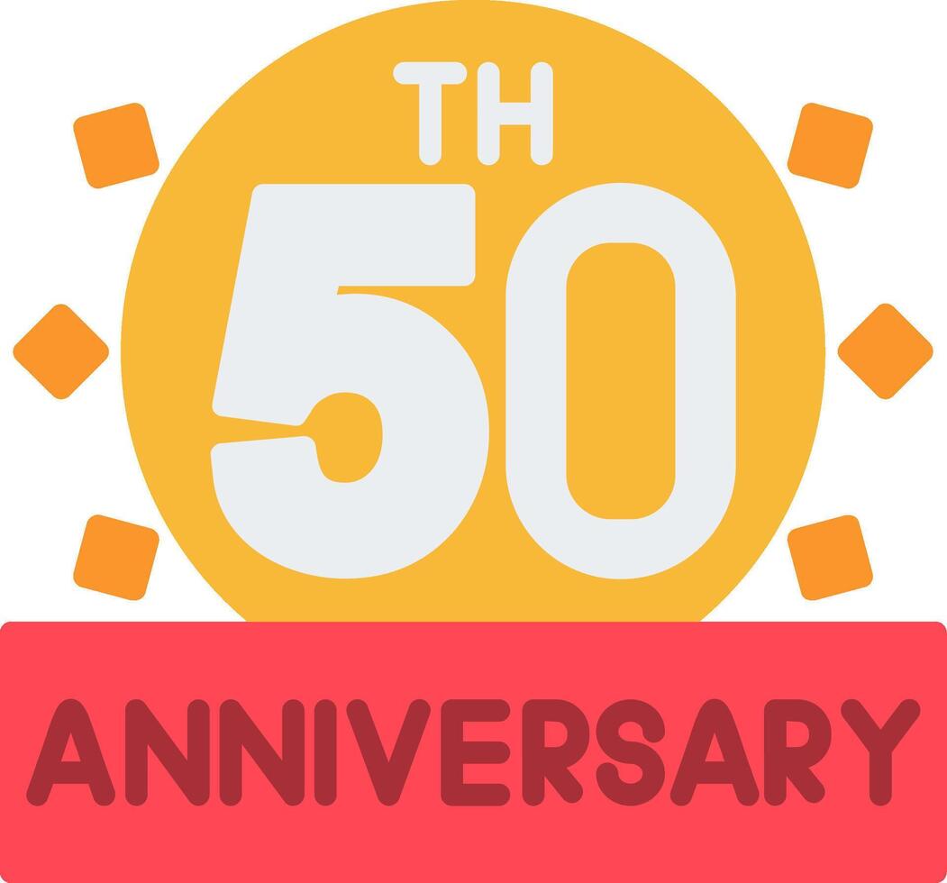 50th Anniversary Flat Icon vector