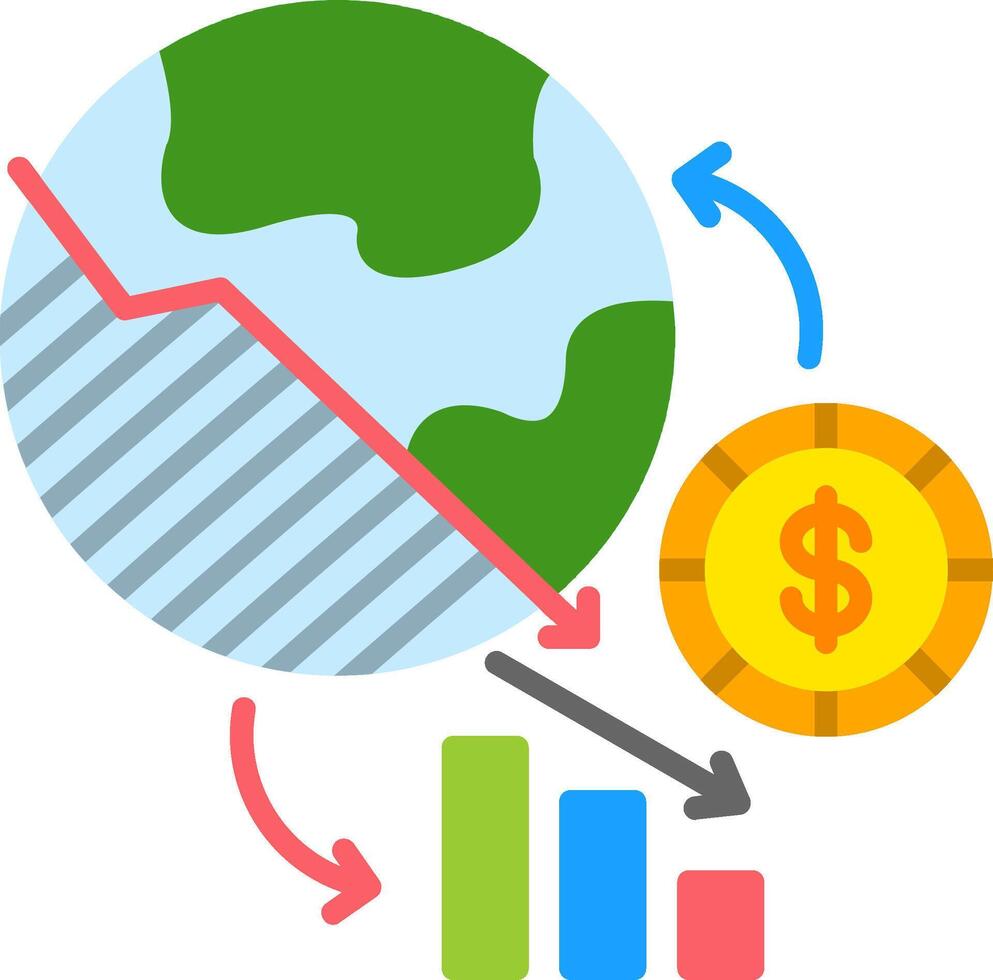 Economic Crisis Flat Icon vector