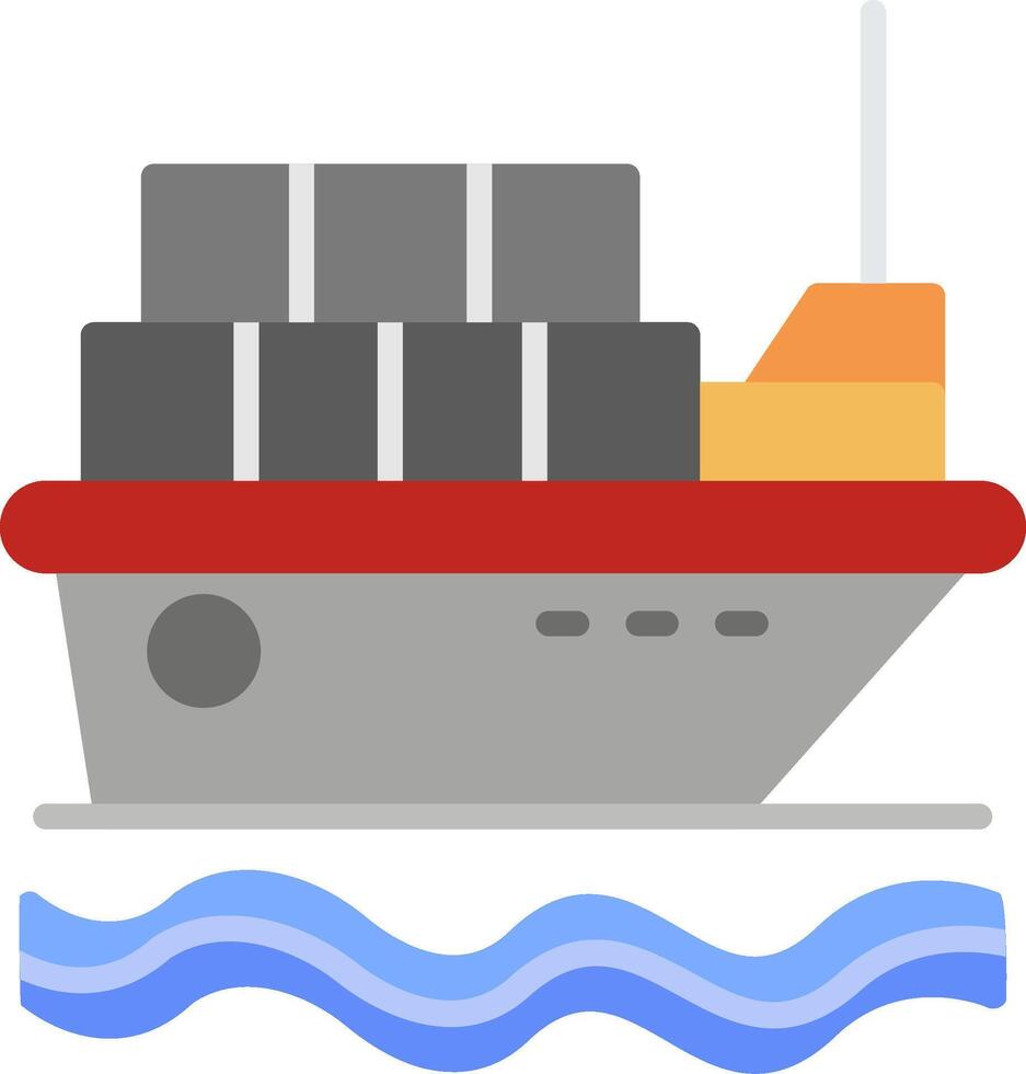 Cargo Ship Flat Icon vector