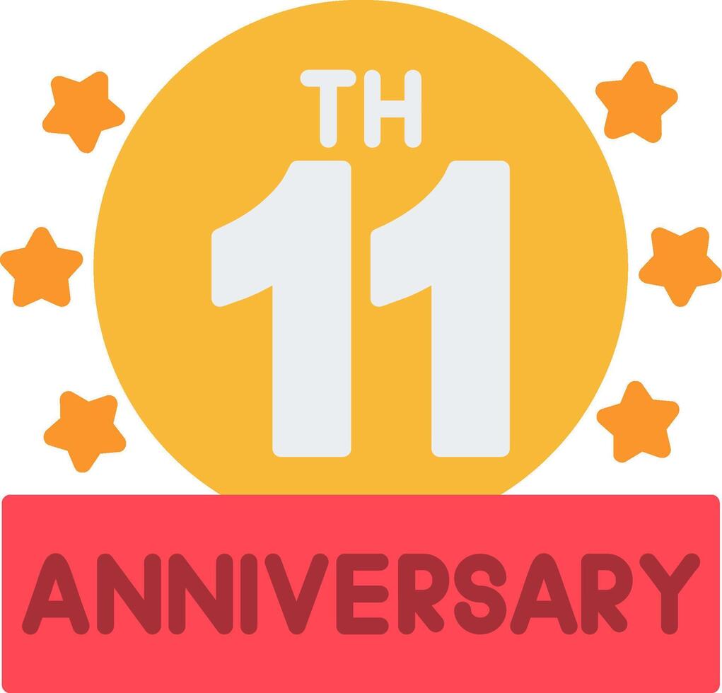 11th Anniversary Flat Icon vector