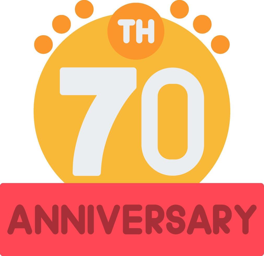 70th Anniversary Flat Icon vector