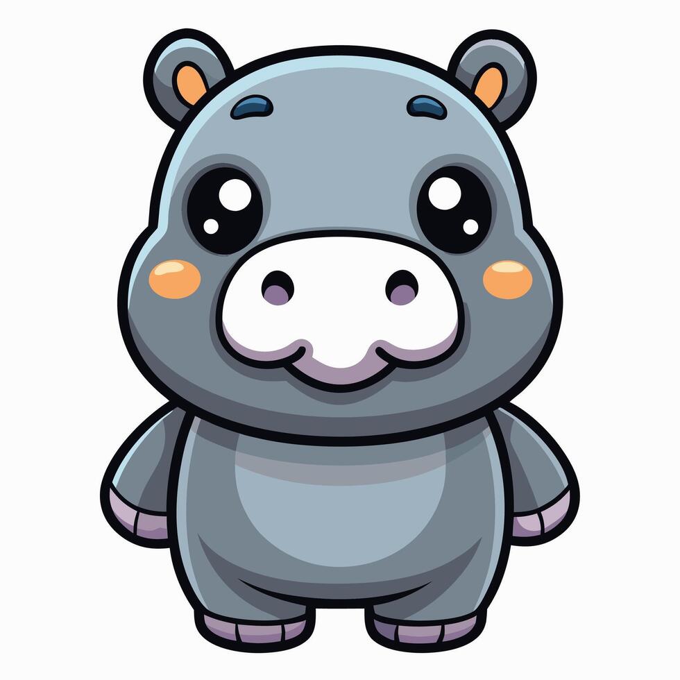 a cartoon hippo with big eyes and a big nose vector