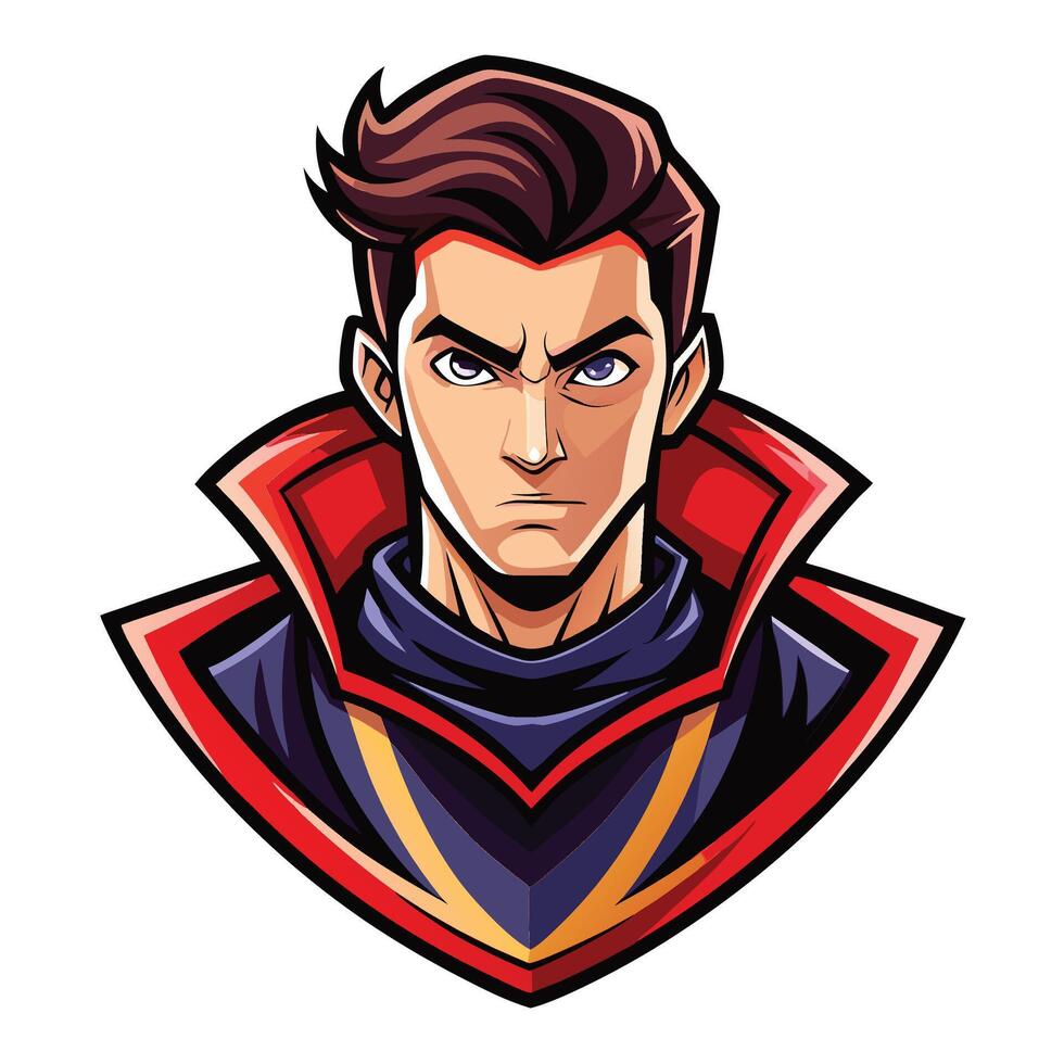 a cartoon avatar of a man with a red cape vector