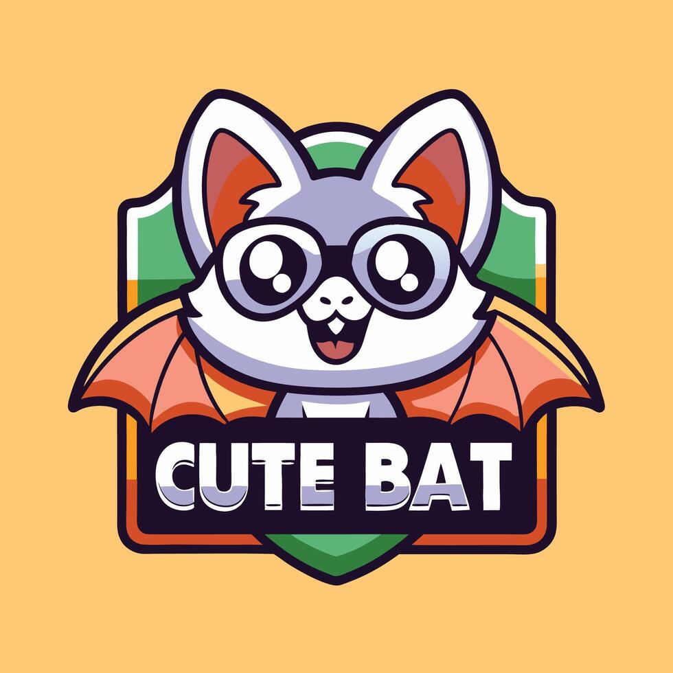 cute bat logo design vector
