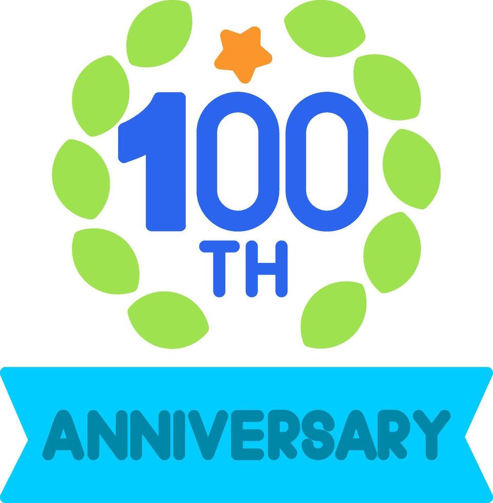 100th Anniversary Flat Icon vector