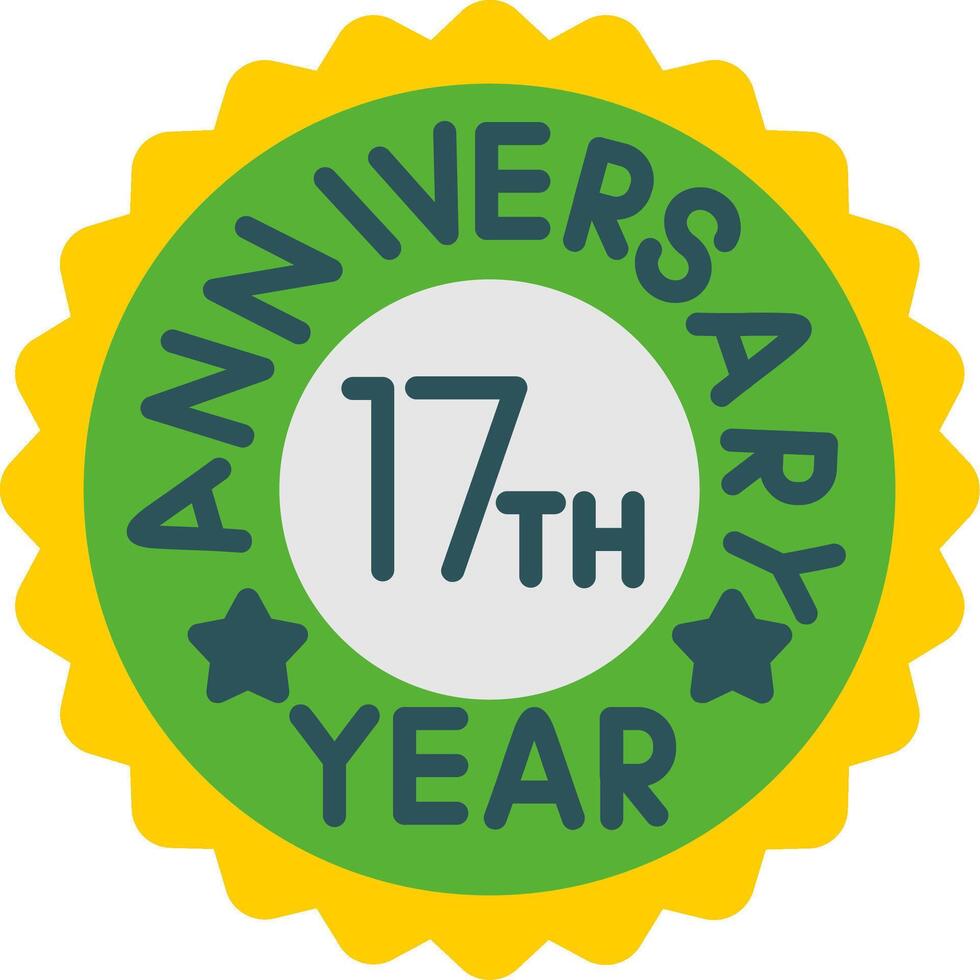 17th Anniversary Flat Icon vector