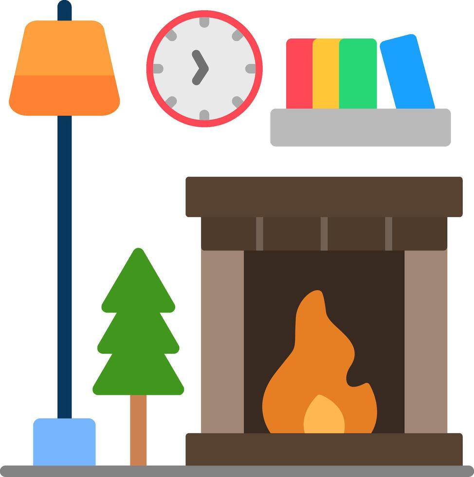 Fireplace Flat Icon vector