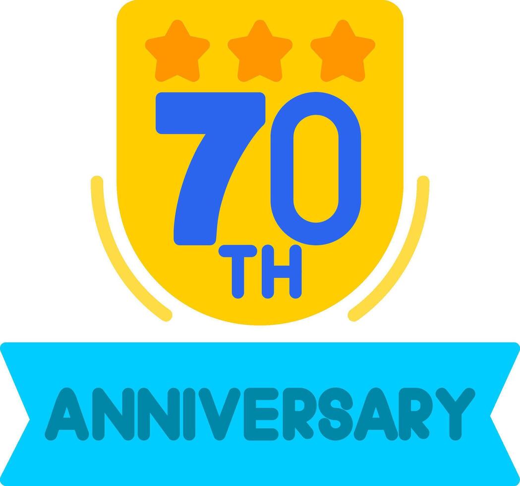 70th Anniversary Flat Icon vector