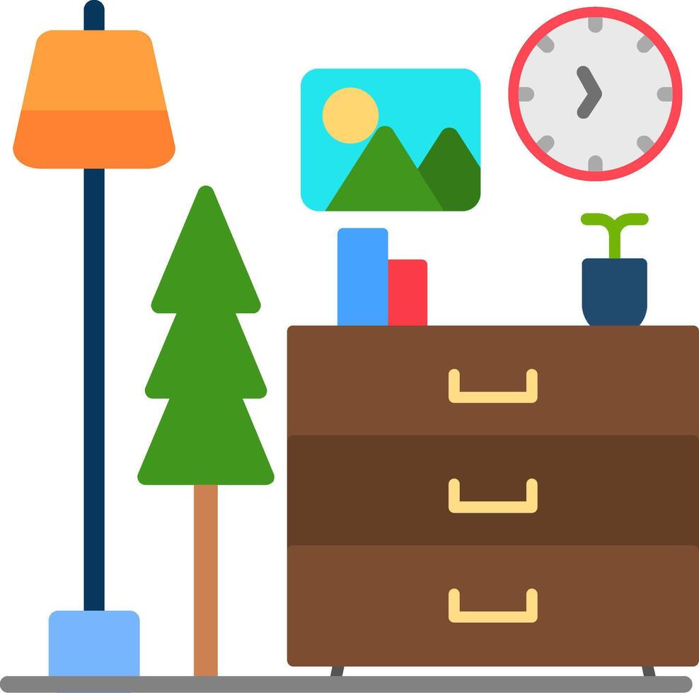 Chest Drawers Flat Icon vector