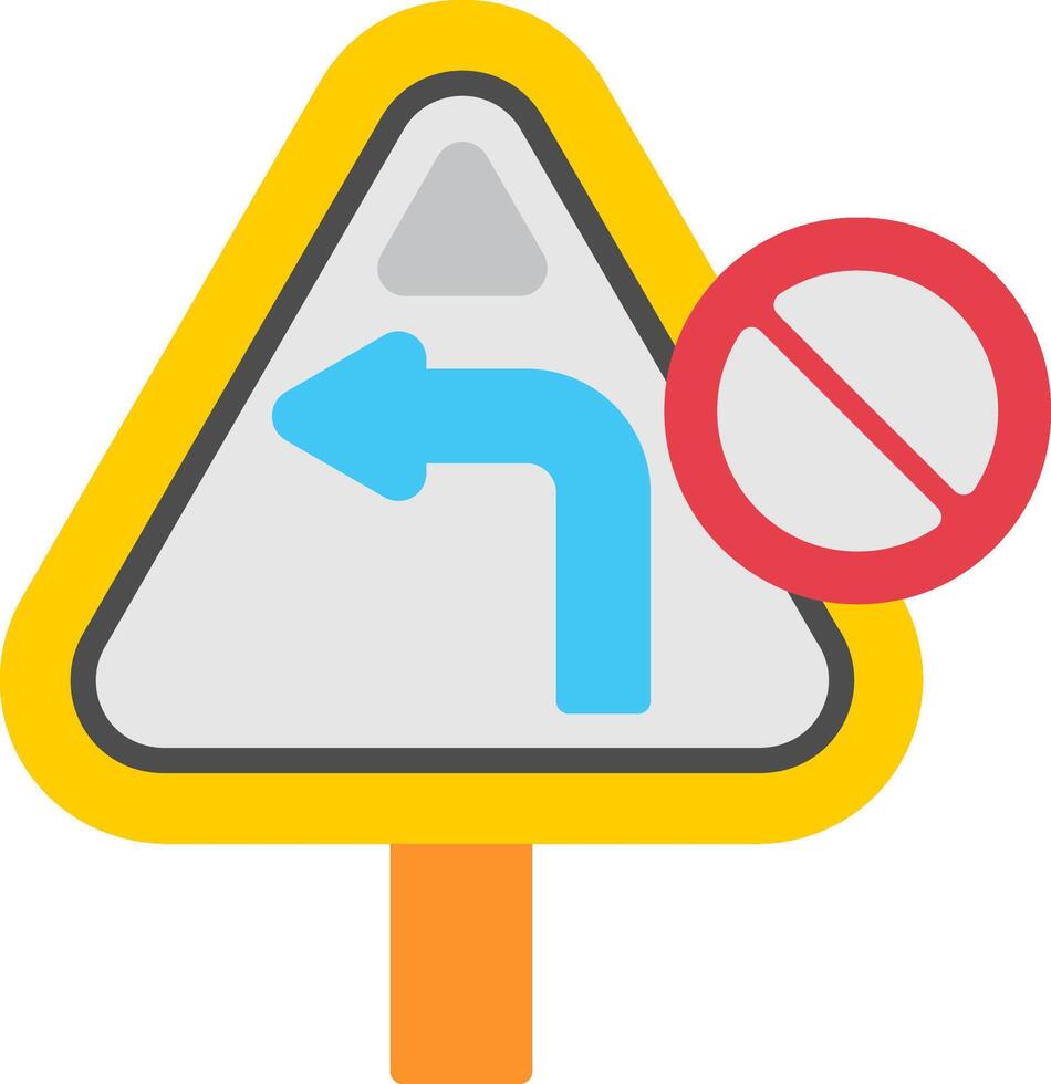 No Turn Left Flat Icon vector