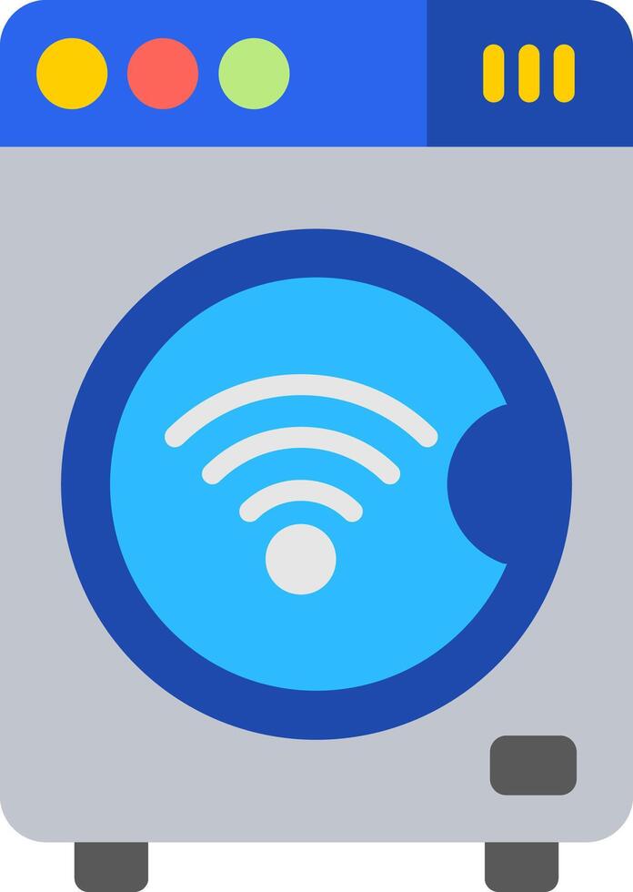 Smart Washing Machine Flat Icon vector